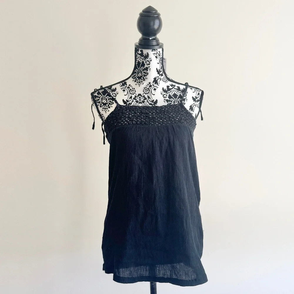 Vintage Sugar 17 Crochet Tank Top – Black – Size M - Picture 1 of 7